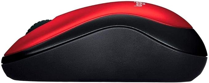 Logitech M185 Wireless Mouse, 2.4GHz with USB Mini Receiver, 12-Month Battery Life, 1000 DPI Optical Tracking, Ambidextrous, Compatible with PC, Mac, Laptop - Red