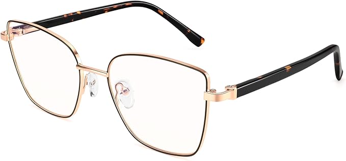 Dollger Blue Light Blocking Glasses for Women Trendy Oversized Computer Eyeglasses Cat Eye Metal Frame bluelight glasses Gold