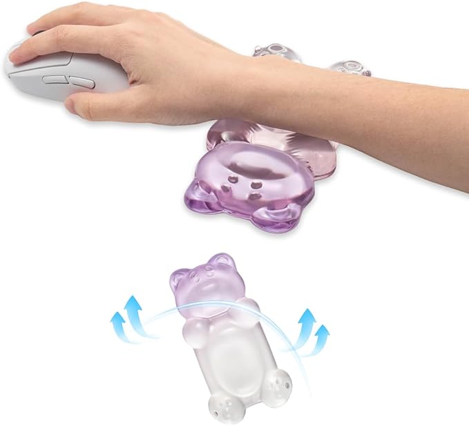 Purple Gradient Gel Mouse Wrist Rest –Cute Bear Mouse Wrist Rest, Ergonomic Mouse Support,Comfort & Support for Typing and Gaming