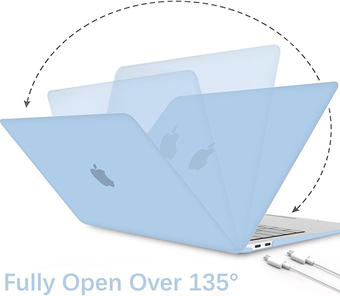 B BELK Compatible with MacBook Air 13 inch Case M1 2022 2021 2020 2019 2018 A2337 A2179 A1932 Touch ID,Matte Plastic Hard Shell+Keyboard Cover+Screen Protector for MacBook Air 13.3 inch Case,Airy Blue
