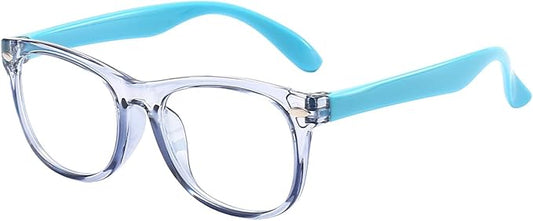FANNYGO 1 Pack kids Blue Light Blocking Glasses For Girls And Boys Computer Blue Light Blocking Glasses For Age 3-11 (Light blue)