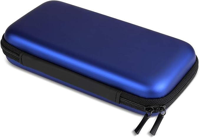 iMangoo Travel Essential Electronics Organizer Charger Case, Shockproof Dual Zipper Power Bank Cables Tech Accessories Pouch Purse, Men & Women Travel Must Have Storage Bag, 6.5x3.2x1 inch Blue