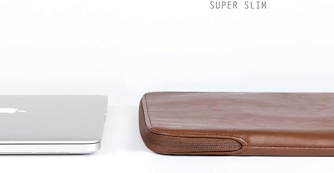 Comfyable Slim Protective Laptop Sleeve 14 Inch Snugly Compatible with MacBook Pro 14-inch M5 M4 M3 M2 M1 Pro/Max 2026-2021, PU Leather Bag Waterproof Cover Notebook Computer Case for Mac, Brown