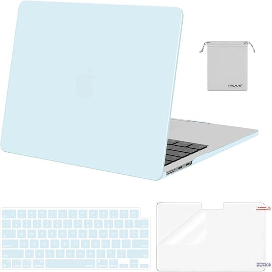 MOSISO Compatible with MacBook Air 13 inch Case M5 2026 M4 2025 M3 M2 2024-2022 A3449 A3240 A3113 A2681,Hard Shell&Keyboard Cover&Screen Film&Pouch for MacBook Air 13.6 inch Case, Cloud Blue