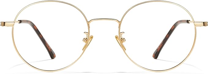 Cyxus Blue Light Glasses for Men and Women, Round Metal Frame Computer Eyeglasses for Office, Gaming, Reading 8090