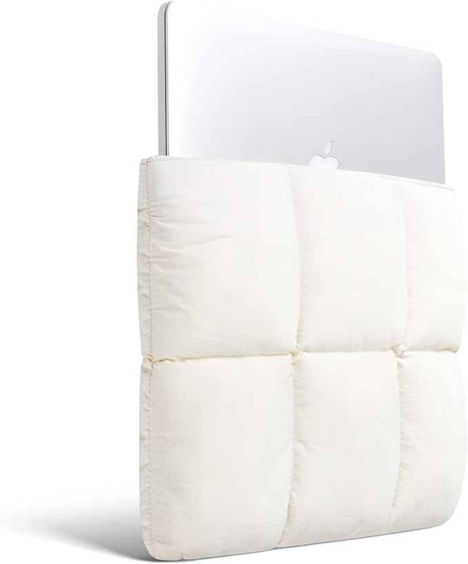 Comfyable Puffy Laptop Sleeve 15 16 Inch, Quilted Puffer Laptop Carrying Case for Women, Pillow Pouch Compatible for MacBook Air M5 & MacBook Pro M5 Pro/Max 2026, Rice