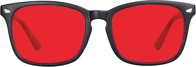 MAXJULI 99.9% Blue Light Blocking,Computer Reading/Gaming/TV/Phones Glasses for Women Men(Red) 6001
