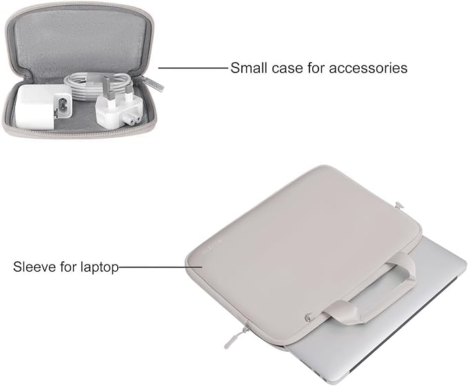 MOSISO Laptop Case 16 inch, 15-15.6 inch Laptop Sleeve Bag Compatible with MacBook Pro 16, HP Acer Dell Lenovo ASUS, Neoprene Carrying Computer Bag with Handle&Detachable Small Case, Stone Gray