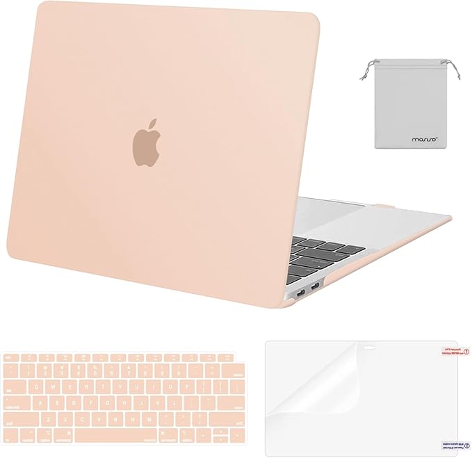 MOSISO Compatible with MacBook Air 13 inch Case M1 Chip 2021-2018 Release A2337 A2179 A1932, Plastic Hard Shell&Keyboard Cover&Screen Film&Storage Bag for MacBook Air 13.3 inch Case, Peach Fuzz