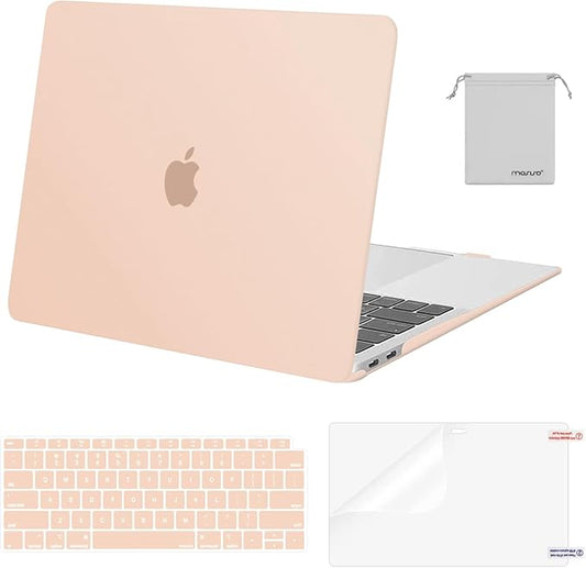 MOSISO Compatible with MacBook Air 13 inch Case M1 Chip 2021-2018 Release A2337 A2179 A1932, Plastic Hard Shell&Keyboard Cover&Screen Film&Storage Bag for MacBook Air 13.3 inch Case, Peach Fuzz