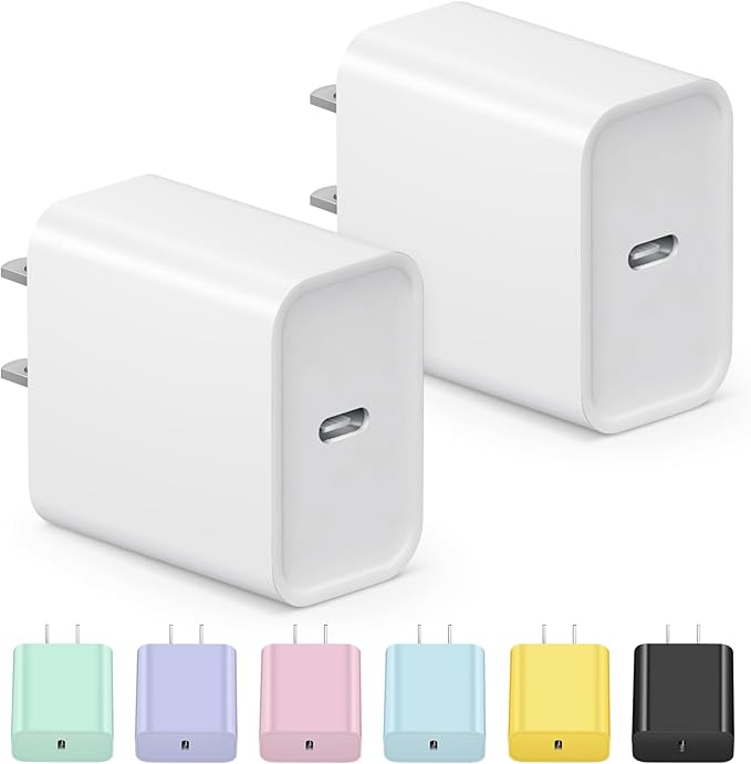 USB C Charger Block iPhone 17 Charger Block Type C Chargers 2-Pack for iPhone Air/17/17 Plus/17 Pro/17 Pro Max/16/16 Plus/16 Pro/16 Pro Max/15/15 Plus/15 Pro/15 Pro Max/14/14 Pro Max/13