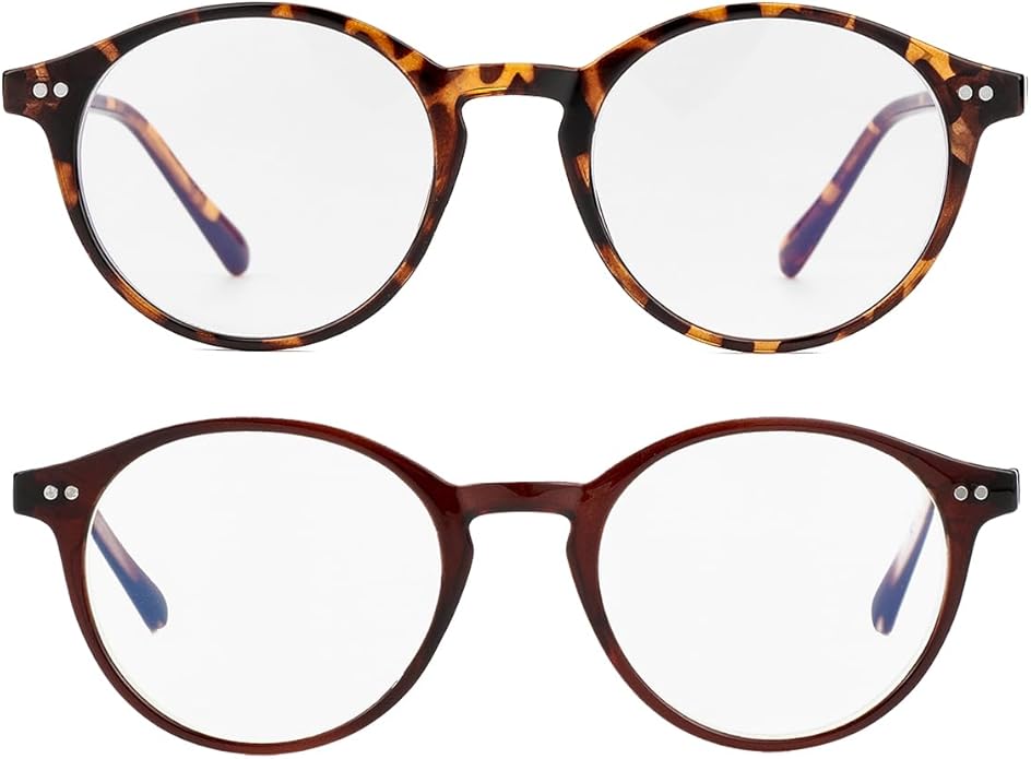 Gleyemor Blue Light Glasses for Men Women, Vintage Round Frame Computer Eyeglasses