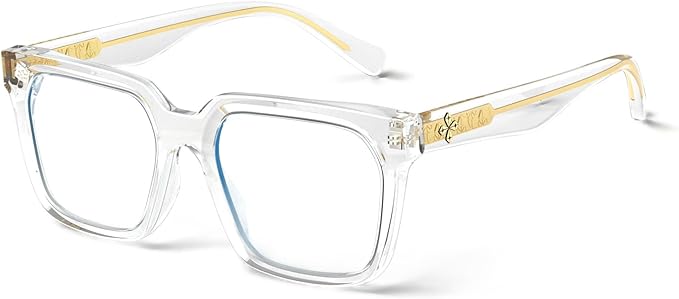 VISOONE Rectangle TR90 Blue Light Blocking Glasses Computer Eyewear with Preppy Look for Women and Men Cougar