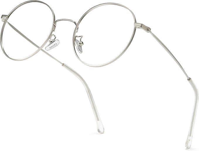 Cyxus Blue Light Glasses for Men and Women, Round Metal Frame Computer Eyeglasses for Office, Gaming, Reading 8090