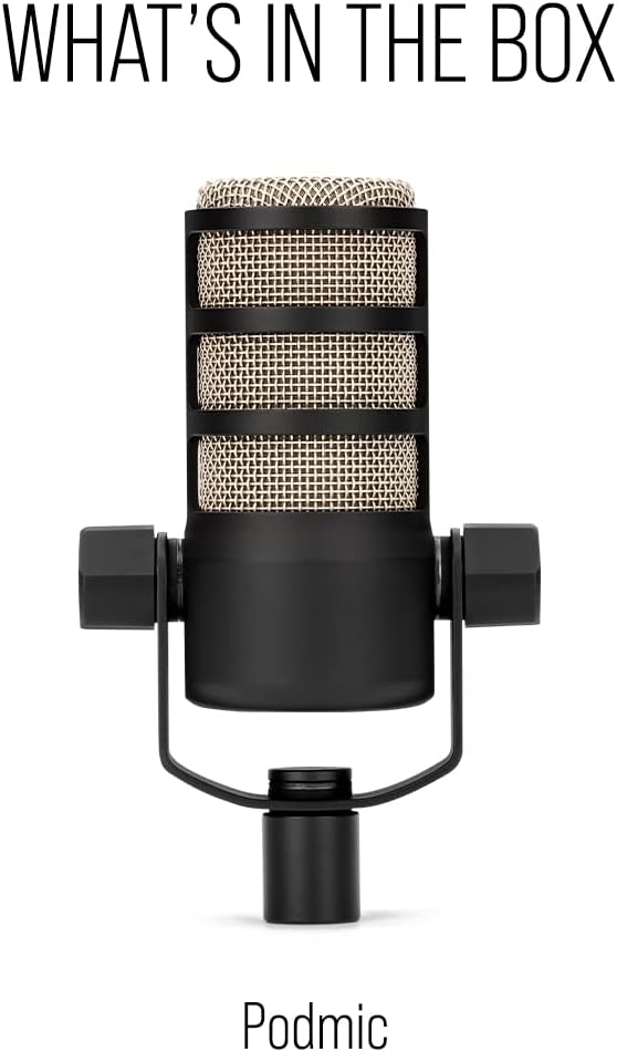 RØDE PodMic Cardioid Dynamic Broadcast Microphone with Integrated Swing Mount for Podcasting, Streaming, Gaming, and Voice Recording, Black