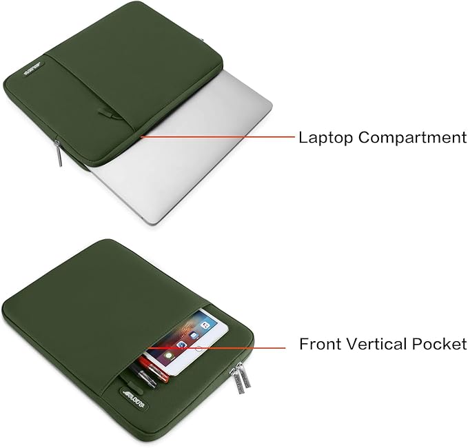 MOSISO Laptop Case 15 inch, 15 inch Laptop Sleeve Compatible with MacBook Air M5 A3448 M4 A3241 M3 A3114 M2 A2941 2026-2023, Dell XPS, Polyester Vertical Computer Sleeve Bag with Pocket, Army Green
