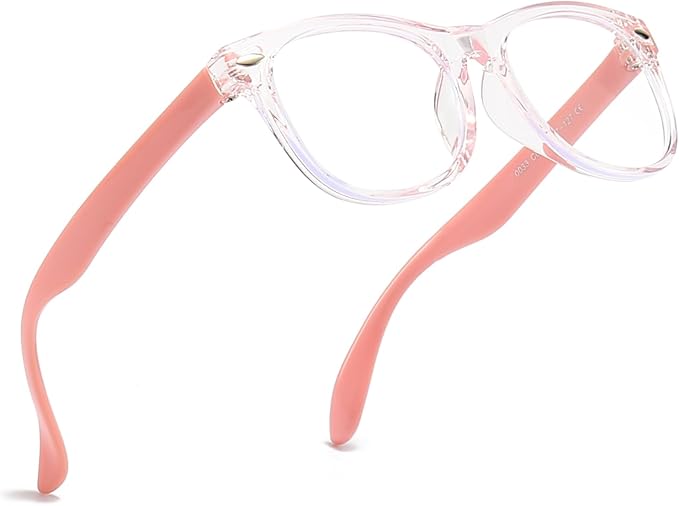 FANNYGO 1 Pack kids Blue Light Blocking Glasses For Girls And Boys Computer Blue Light Blocking Glasses For Age 3-11 (Light pink)
