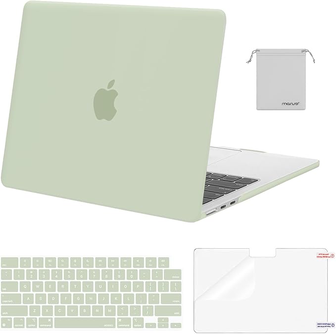MOSISO Compatible with MacBook Air 13 inch Case M5 2026 M4 2025 M3 M2 2024-2022 A3449 A3240 A3113 A2681,Hard Shell&Keyboard Cover&Screen Film&Pouch for MacBook Air 13.6 inch Case, Sage Green