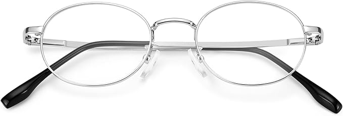 Dollger Oval Blue Light Glasses for Women Retro Anti Bluelight Blocker Glasses Men for Computer Small Metal Frame Eyeglasses