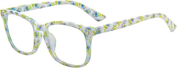 MAXJULI Blue Light Blocking Glasses,Computer Reading/Gaming/TV/Phones Glasses for Women Men(Porcelain Flower)