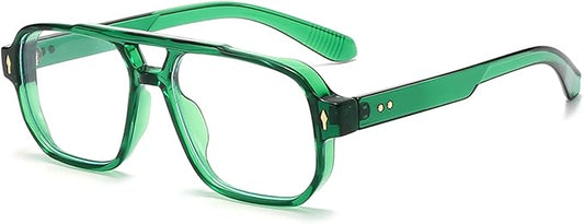PORADAY Blue Light Blocking Glasses for Women Men 70s Retro Square Aviator Eyeglasses Rectangle Computer Eyewear