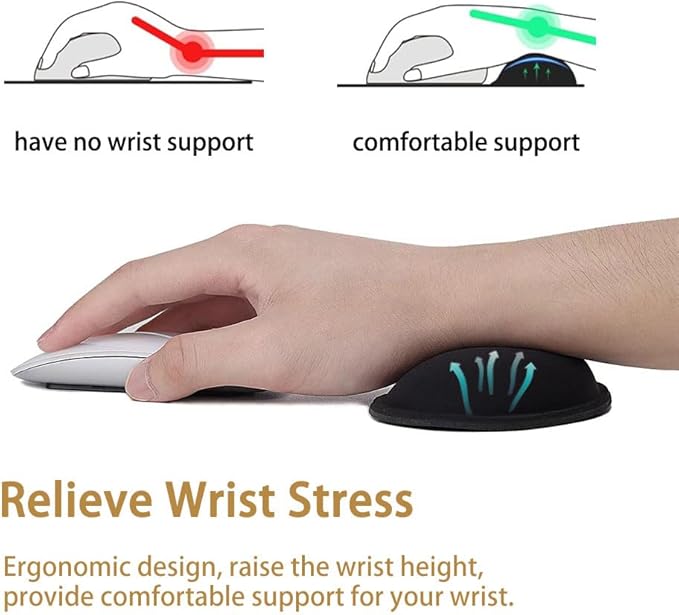 MXCOIRTP Wrist Rest for Mouse, Ergonomic Memory Foam Wrist Cushion Support Pad, Mouse Wrist Pad with Non-Slip Base for Typing Pain Relief, Office, Home, Gaming, Computer, Black