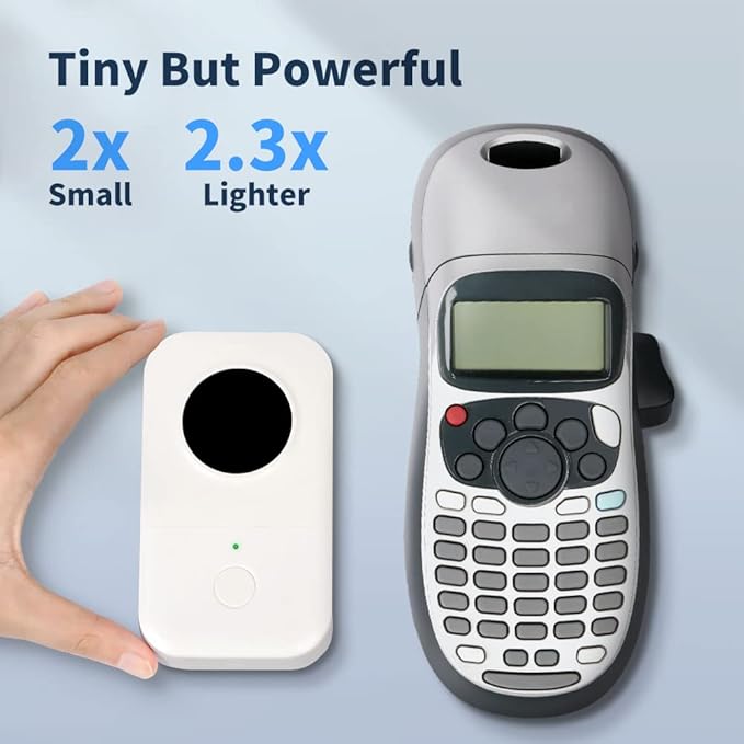 Phomemo D30 Label Maker Machine with 4 Tapes - Black on Pink, Blue, Yellow, White Tape, Mini Bluetooth Label Printer, Portable Smart Phone Handheld Sticker Mini Labeler Inkless Rechargeable, BPA-Free