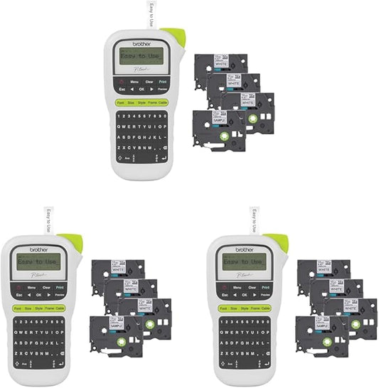 Brother P-Touch,PTH110BP,Easy Portable Label Maker Bundle (4 Label Tapes Included),White,Small,(Pack of 3)