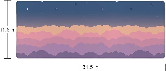Gaming Mouse Pad Large,Cute Clouds Purple Mouse Pad Gaming Mouse Mat Desk Pad,31.5 x 11.8 Desk Mat Mouse Pads for Desk,Extended Keyboard Mousepad with Non-Slip Base and Stitched Edge