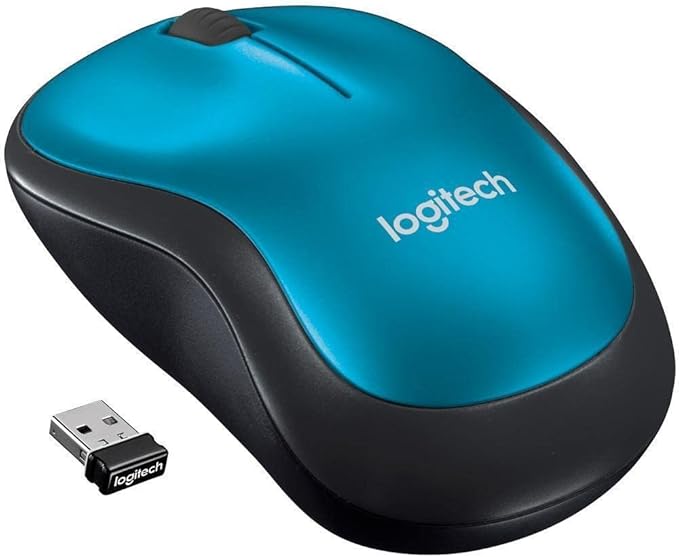 Logitech M185 Wireless Mouse, 2.4GHz with USB Mini Receiver, 12-Month Battery Life, 1000 DPI Optical Tracking, Ambidextrous, Compatible with PC, Mac, Laptop - Blue