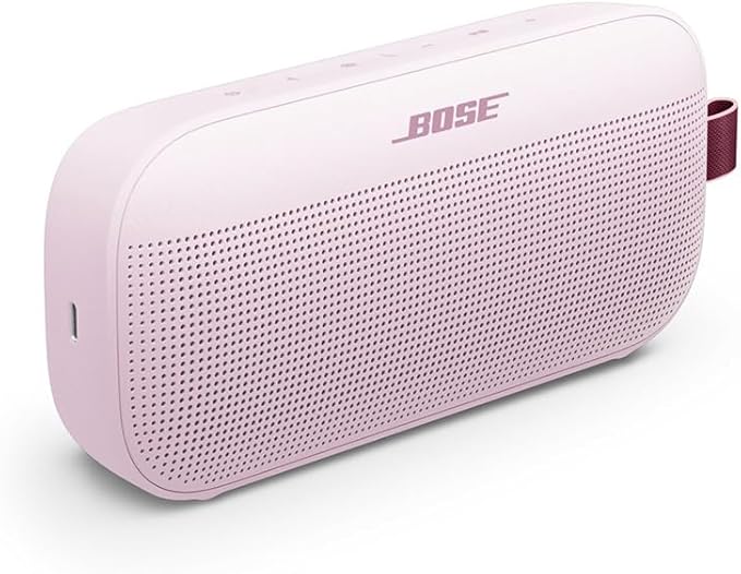 Bose NEW SoundLink Flex Portable Bluetooth Speaker (2nd Gen), Outdoor Speaker with Hi-Fi Audio, Up to 12 Hours Battery, Waterproof and Dustproof, with Slinger Hard Travel Case & USB Plug (Petal Pink)