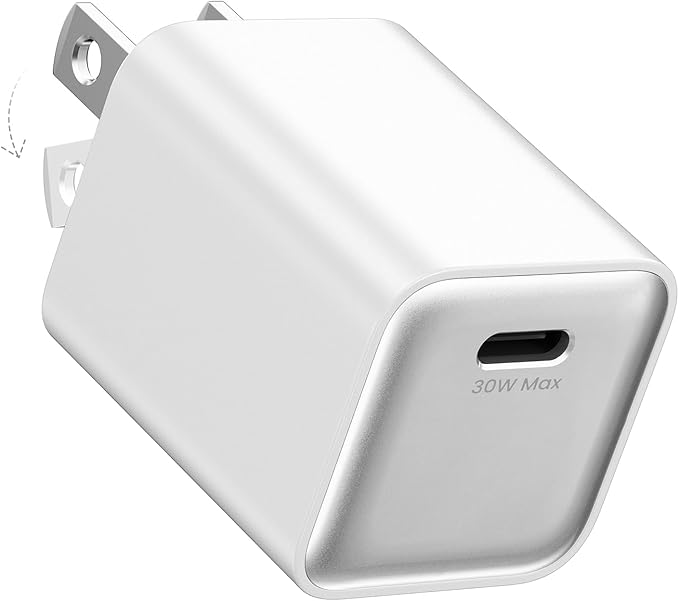 30W Compact Wall Charger, USB C Charger Block with GaN III Tech, PD3.0 PPS QC4.0 Fast Charging Foldable Power Adapter for iPhone 17 16 15, Galaxy, Pixel, iPad, AirPods (White, 1 Pack)