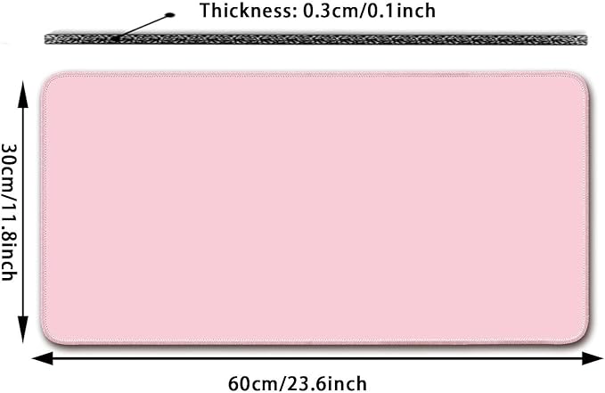 Large Mouse Pad, Non-Slip Desk Blotter, Office & Gaming, Pastel Pink, 24x12 inch