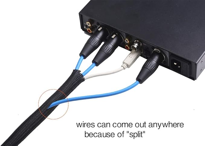 Alex Tech 25ft - 1/2 inch Cord Protector Wire Loom Tubing Cable Sleeve Split Sleeving For USB Cable Power Cord Audio Video Cable ?€? Protect Cat From Chewing Cords - Black - Image 3