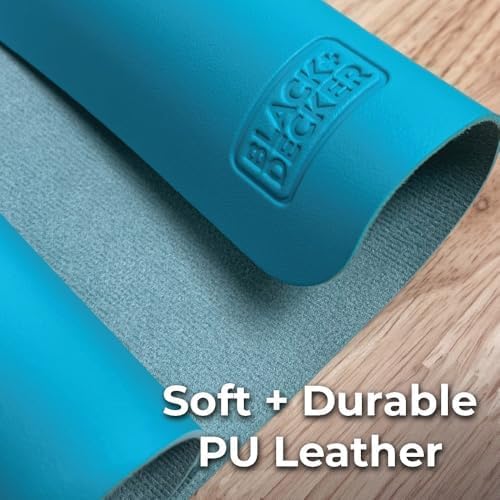 BLACK+DECKER Small Desk Mat, Keyboard Mats for Office, Office Desk Accessories, Protector Mat, Compact for Carry-On Bags, Ideal for Laptop, Computer, Mouse, Keyboard, Travel & Work (12"x 20") - Blue
