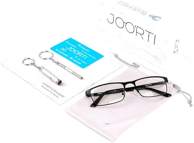JOO'RTI Blue light glasses for men, Metal Frame Gaming Computer Glasses Fake Glasses