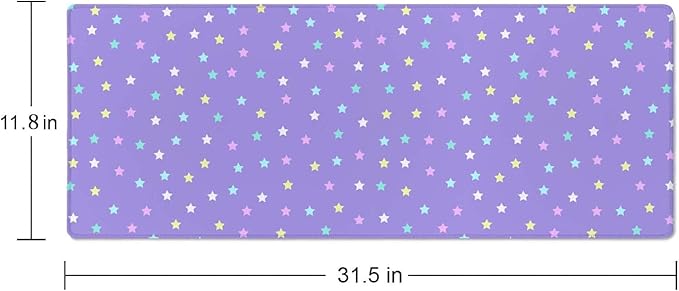 Mouse Pad Gaming, Large Mouse Pads, Non-Slip Rubber Base Mousepad, Keyboard Mouse Mat Desk Pad with Stitched Edges, 31.5x11.8 inch Pastel Star Pattern