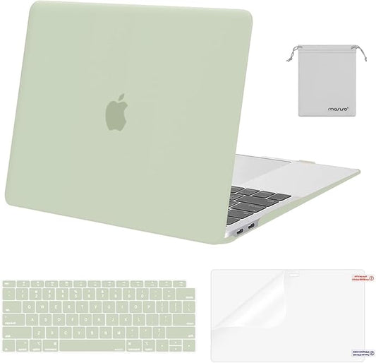 MOSISO Compatible with MacBook Air 13 inch Case M1 Chip 2021-2018 Release A2337 A2179 A1932, Plastic Hard Shell&Keyboard Cover&Screen Film&Storage Bag for MacBook Air 13.3 inch Case, Sage Green