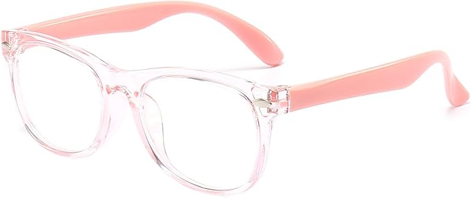 FANNYGO 1 Pack kids Blue Light Blocking Glasses For Girls And Boys Computer Blue Light Blocking Glasses For Age 3-11 (Light pink)