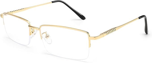 Dollger Rectangle Blue Light Glasses for Men Metal Anti Bluelight Blocking Glasses for Computer Fashion Eyeglasses Small Half