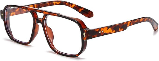 PORADAY Blue Light Blocking Glasses for Women Men 70s Retro Square Aviator Eyeglasses Rectangle Computer Eyewear