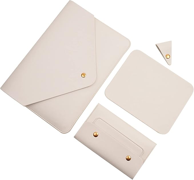 Laptop Sleeve 15 Inch Compatible with New MacBook Pro 15, MacBook Pro 16, Surface Book 15, Dell XPS 15 with Small Pouch, Mouse Pad and Cord Organizer, Color White