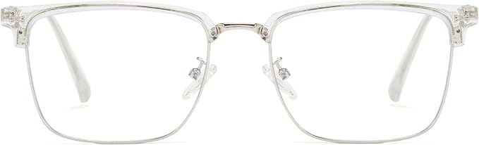 Cyxus Retro Blue Light Glasses Men - Square TR90 Metal Blowline Frame Stylish Trendy for Computer Daily Work 8252