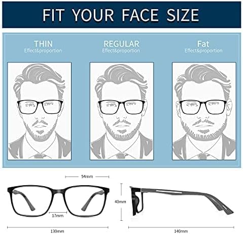 BLUEMOKY Blue Light Reading Glasses for Men???Sport Square Frame Readers, Anti Glare Computer Glasses