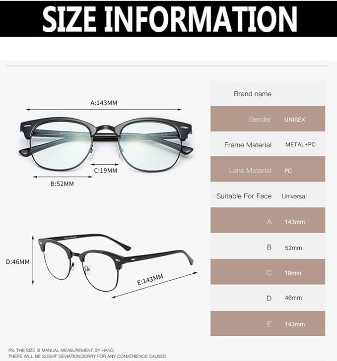 Computer Gaming Blue Light Blocking Glasses Half frame Retro Semi Rimless Clear Lens Glasses Eyewear Men Women plus POLARIZED male sunglasses