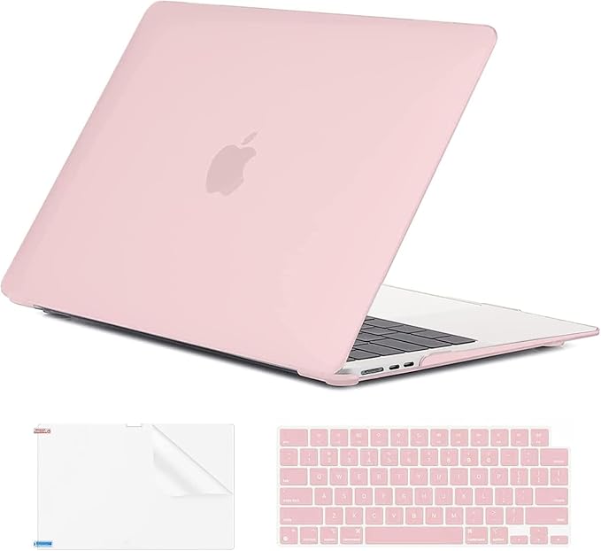 EooCoo Case Compatible with MacBook Air 13 inch M5 2026-2022 Release M4 M3 M2 A3449 A3240 A3113 A2681, Hard Shell&Keyboard Skin Cover&Screen Protector for Mac Air 13.6 inch, Matte Dusty Pink