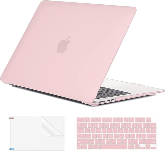 EooCoo Case Compatible with MacBook Air 13 inch M5 2026-2022 Release M4 M3 M2 A3449 A3240 A3113 A2681, Hard Shell&Keyboard Skin Cover&Screen Protector for Mac Air 13.6 inch, Matte Dusty Pink