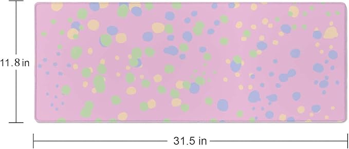Colorful Polka Dots Large Gaming Mouse Pad with Stitched Edges, Desk Pad Extended Keyboard Mat, Non-Slip Rubber Base Mousepads for Laptop, Office, Home, 31.5X11.8 inch