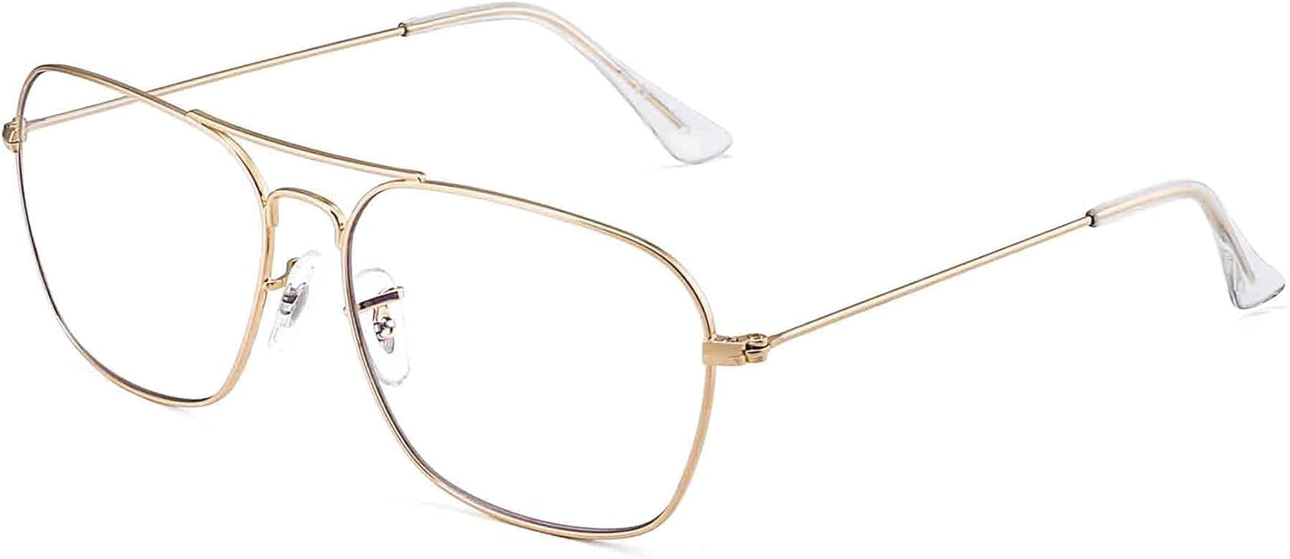 JM Aviator Blue Light Blocking Computer Glasses, Square Eye Protect Video Eyeglasses Anti Glare Men Women