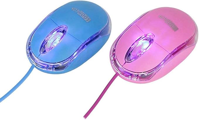 SOON GO Kids Mouse 2 Pack [Pink Blue] for Laptop Mini USB Optical Wired Mice fit for Kids Girls Lady use Compatible with Computer Laptop PC Desktop Windows 7/8/10/XP Vista and Mac